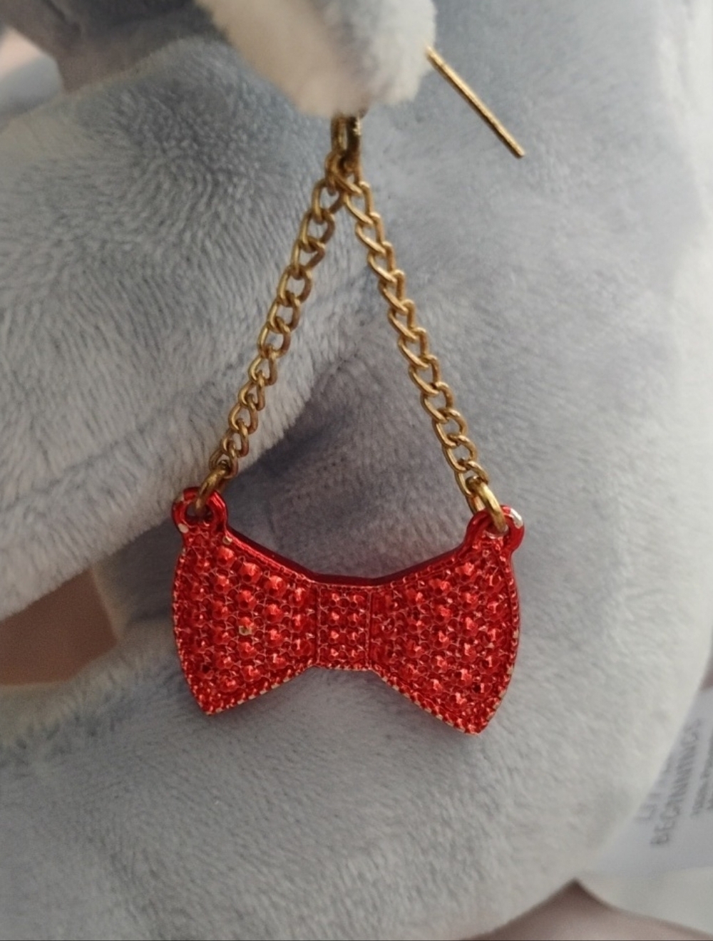 Gold-Chain Red Crystal Bow Drop Earrings